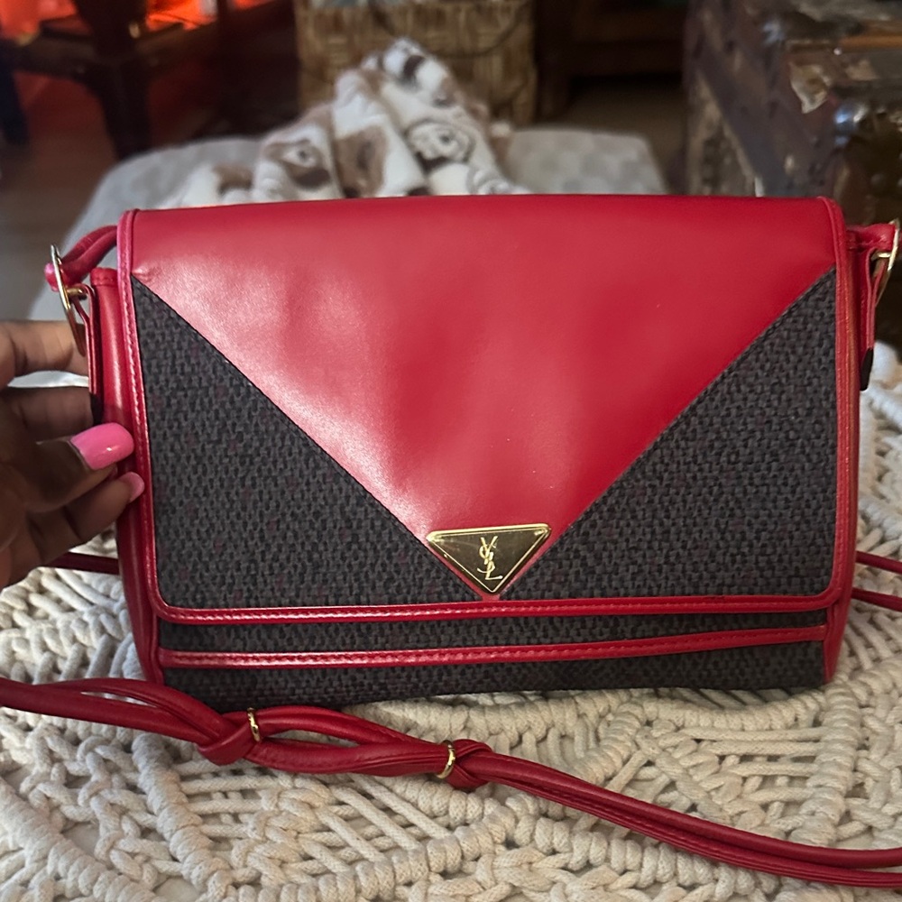 Yves Saint Laurent Red and Black Vintage Crossbody Bag - Picture 3 of 16